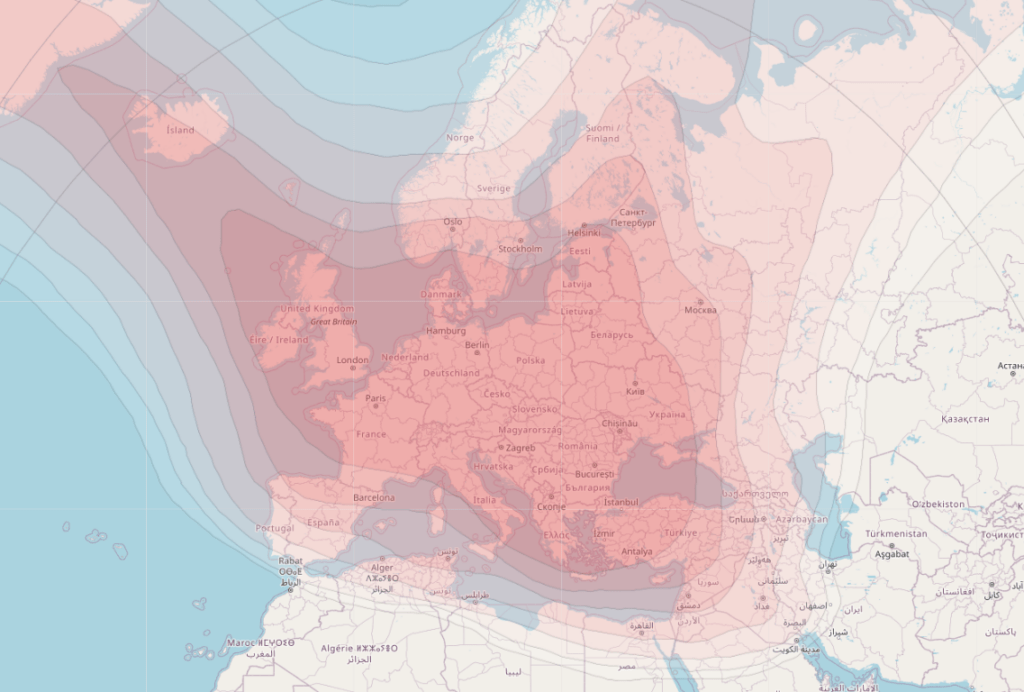 Спутник Eutelsat 16A at 16.0°E, луч Europe B (Ku band)