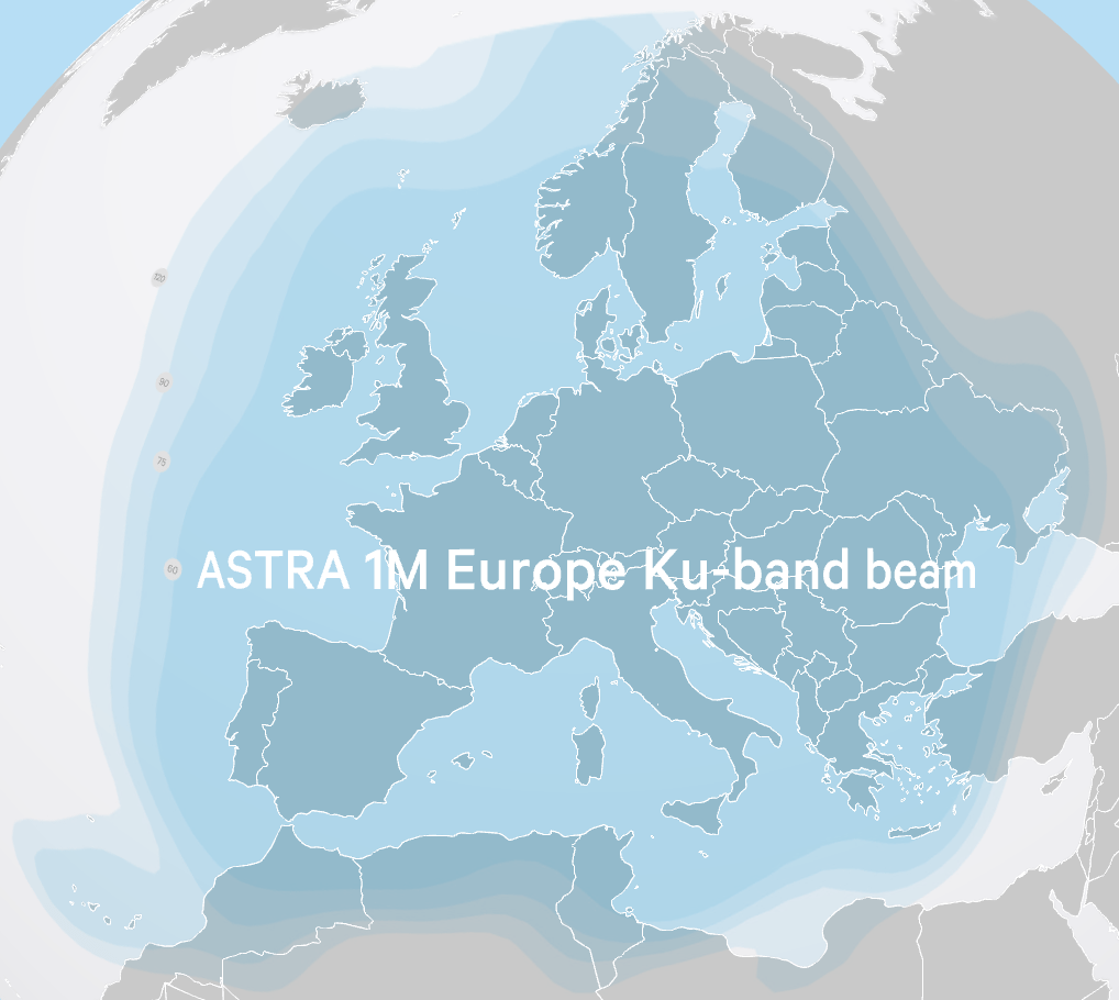 Astra 1M at 19.2°E, 
луч Europe (Ku band)